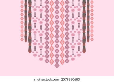 Neckline embroidery geometric abstract elements neck pattern. Native decorative design for fabric, clothing, illustration, texture, collar decor, border, rug, decoration, printing, element, necklace