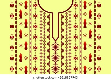 Patrón de cuello de Elementos abstractos geométricos bordados. Diseño decorativo nativo para la tela, ropa, ilustración, textura, decoración del cuello, frontera, alfombra, decoración, impresión, elemento, collar