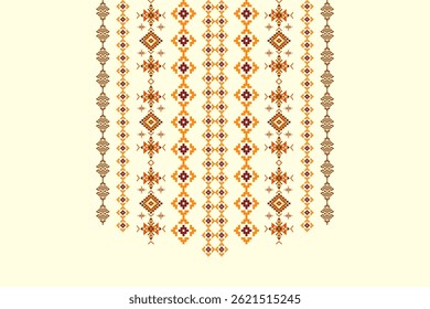 Neckline embroidery geometric abstract elements neck pattern. Native decorative design for fabric, clothing, illustration, texture, collar decor, border, rug, decoration, printing, element, necklace
