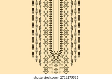 Patrón de cuello de Elementos abstractos geométricos bordados. Diseño decorativo nativo para la tela, ropa, ilustración, textura, decoración del cuello, frontera, alfombra, decoración, impresión, elemento, collar