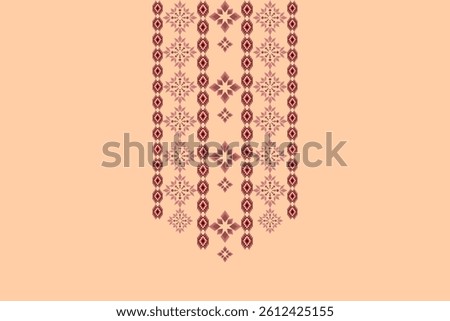 Neckline embroidery geometric abstract elements neck pattern. Native decorative design for fabric, clothing, illustration, texture, collar decor, border, rug, decoration, printing, element, necklace