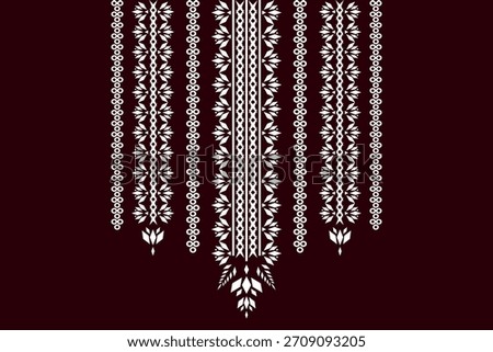 Neckline embroidery geometric abstract elements neck pattern. Native decorative design for fabric, clothing, illustration, texture, collar decor, border, rug, decoration, printing, element, necklace