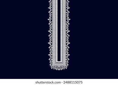 Neckline embroidery geometric pattern vector on dark background for cloth, fabric and textile