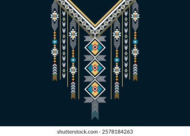 Neckline embroidery illustration Aztec design for cloth, fabric and textiles 