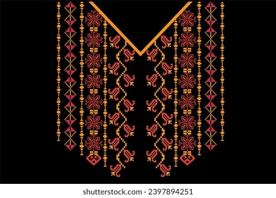  neckline embroidery. traditional geometric ethnic oriental pattern .Aztec style,abstract,vector,illustration.design for fashion women wearing,texture,fabric,print
