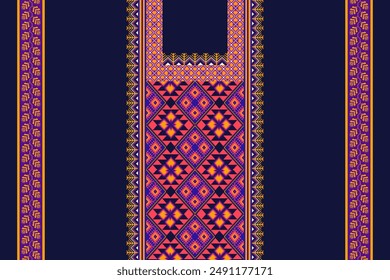 Neckline embroidery vector stitch design for cloth, fabric and textile