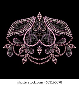 Neckline ethnic design, bohemian style. Geometric colorful traditional pattern. Vector print with decorative elements for embroidery, for women's clothing.