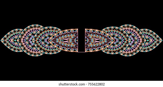 Neckline ethnic design. Floral colorful traditional pattern. Vector print with decorative elements  for embroidery, for women's clothing.