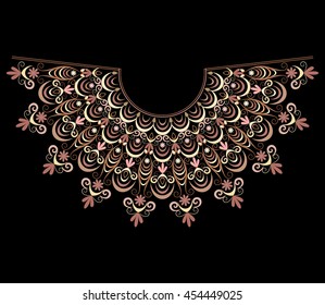 Neckline ethnic design. Geometric bohemian colorful pattern. Vector print  with decorative elements for embroidery.