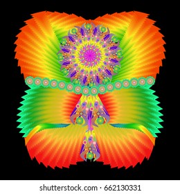 Neckline - exotic bright design. Folk art pattern. Vector trendy print with abstract decorative elements for embroidery, for women's clothing.