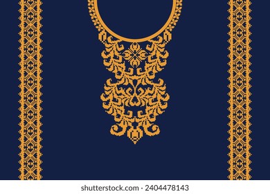 Neckline floral paisley embroidery . Traditional pattern style. abstract vector illustration design for textile and print
