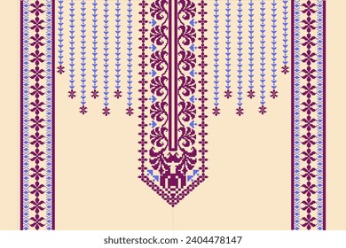 Neckline floral paisley embroidery . Traditional pattern style. abstract vector illustration design for textile and print