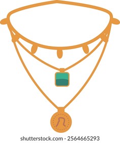 Neckline with gemstones pendant vector illustration