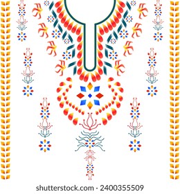 Neckline geometric embroidery designs For the fabric surface, fashionable women wear.