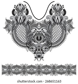 Neckline grey embroidery fashion, black and white collection