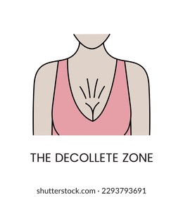 Neckline icon in vector, illustration of the decollete zone.