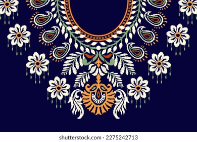 Textile Fabric neck design, pattern traditional, floral necklace