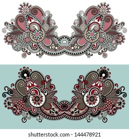 Neckline ornate floral paisley embroidery fashion design, ukrainian ethnic style. Good design for print clothes or shirt