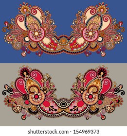 Neckline ornate floral paisley embroidery fashion design, ukrainian ethnic style. Good design for print clothes or shirt