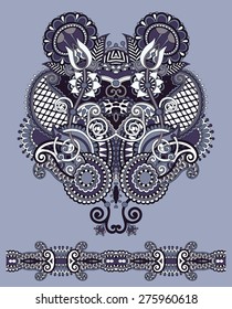 Neckline ornate floral paisley embroidery fashion design, ukrainian ethnic style. Good design for print clothes or shirt. Vector illustration