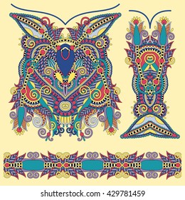 Neckline ornate floral paisley embroidery fashion design, ukrainian ethnic style. Good design for print clothes or shirt. Vector illustration