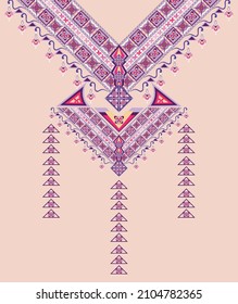 Neckline patterns in the Indian style can be used to decorate clothing, backgrounds, paper patterns, and wallpaper for elegant women's chic.
