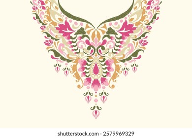 Neckline,neckline pattern,neckline design pattern on white background,ikat floral pattern,flower neck design embroidery,Aztec style,vector illustration.design for texture,fabric,clothing,fashion women