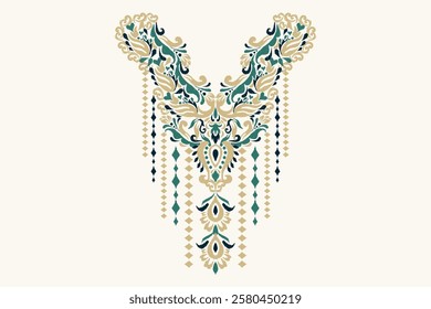 Neckline,neckline pattern,neckline design pattern on white background,ikat floral pattern,flower neck design embroidery,Aztec style,vector illustration.design for texture,fabric,clothing,fashion women