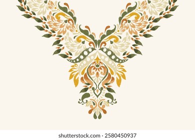 Neckline,neckline pattern,neckline design pattern on white background,ikat floral pattern,flower neck design embroidery,Aztec style,vector illustration.design for texture,fabric,clothing,fashion women