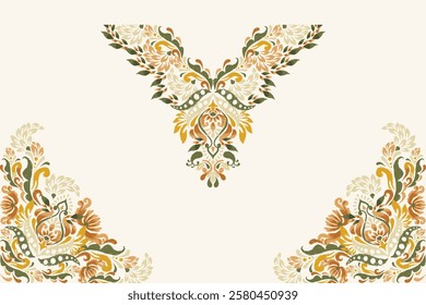 Neckline,neckline pattern,neckline design pattern on white background,ikat floral pattern,flower neck design embroidery,Aztec style,vector illustration.design for texture,fabric,clothing,fashion women