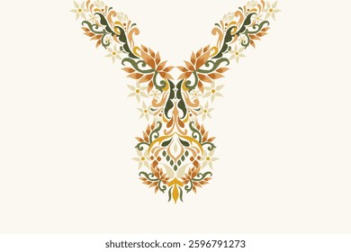 Neckline,neckline pattern,neckline design pattern on white background,ikat floral pattern,flower neck design embroidery,Aztec style,vector illustration.design for texture,fabric,clothing,fashion women