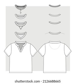 Necks set for t-shirt. Technical sketch. Vector illustration.