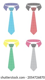 Necktie With Abstract Geometric Texture Vector Illustration. Necktie Icon Isolated On A White Background
