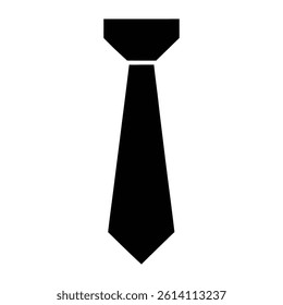 necktie black graphic icon of a classic with a visible knot and collar detail.