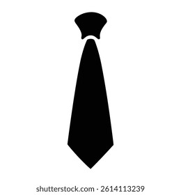 necktie black graphic icon of a classic with a visible knot and collar detail.