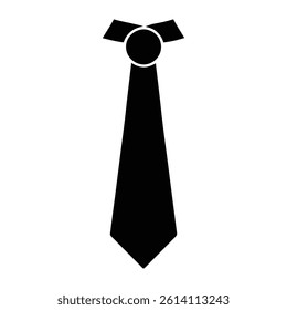 necktie black graphic icon of a classic with a visible knot and collar detail.