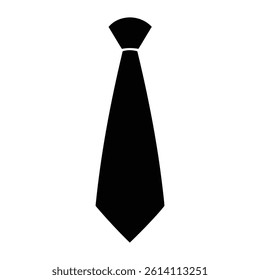 necktie black graphic icon of a classic with a visible knot and collar detail.