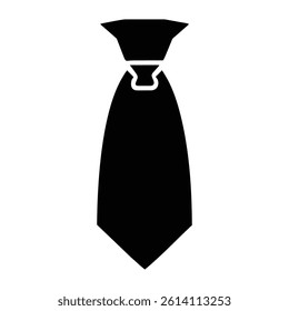 necktie black graphic icon of a classic with a visible knot and collar detail.