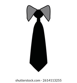 necktie black graphic icon of a classic with a visible knot and collar detail.