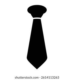 necktie black graphic icon of a classic with a visible knot and collar detail.