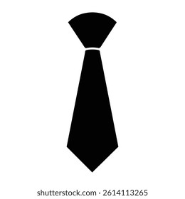 necktie black graphic icon of a classic with a visible knot and collar detail.
