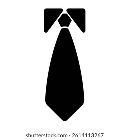 necktie black graphic icon of a classic with a visible knot and collar detail.