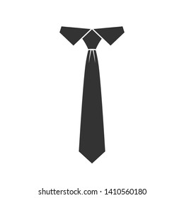 Necktie black graphic icon. Necktie sign isolated on white background in flat design. Vector illustration