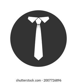 Necktie black graphic icon. Necktie sign in the circle isolated on white background in flat design. Vector illustration