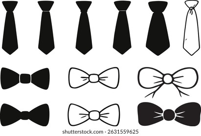 necktie and bow tai icons set vector	
