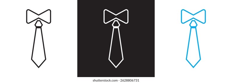 Necktie and Bow Tie icon. Vector illustration. isolated on white and black background. EPS 10