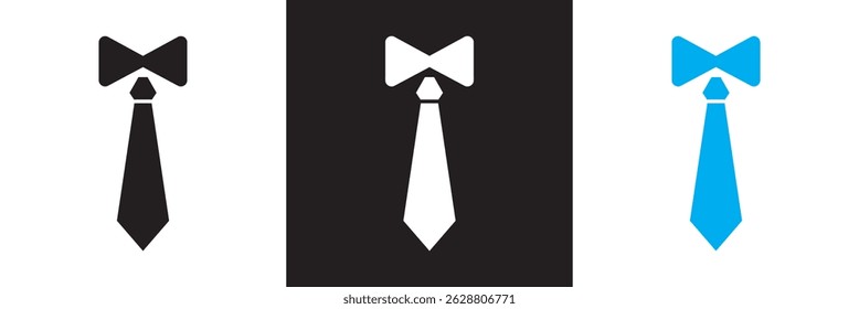 Necktie and Bow Tie icon. Vector illustration. isolated on white and black background. EPS 10