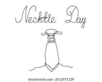 Necktie Day. Abstract neck tie. continuous one line art hand drawing sketch, logo