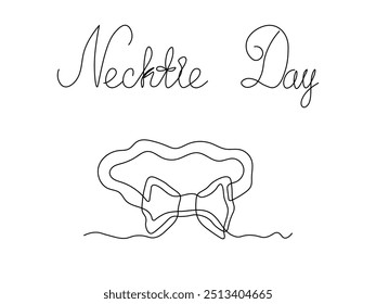 Necktie Day. Abstract neck tie. continuous one line art hand drawing sketch, logo