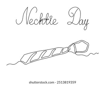 Necktie Day. Abstract neck tie. continuous one line art hand drawing sketch, logo